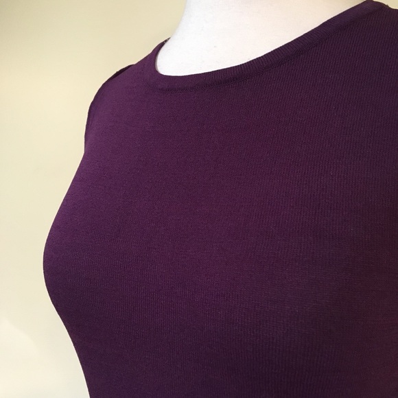 Zippered Cuff Split Sides Long Sweater Top Plum - Picture 5 of 7